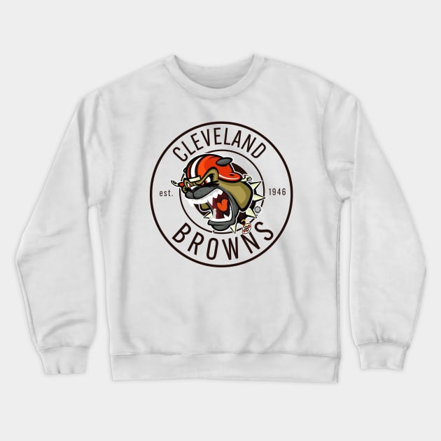 Cleveland Browns BullDawg Growler Dark Stamp Crewneck Sweatshirt by Goin Ape Studios